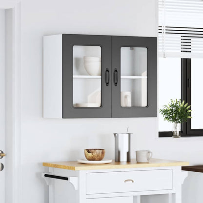 Pensile da Cucina con Porta in Vetro Kalmar Nero Truciolato | homemem39