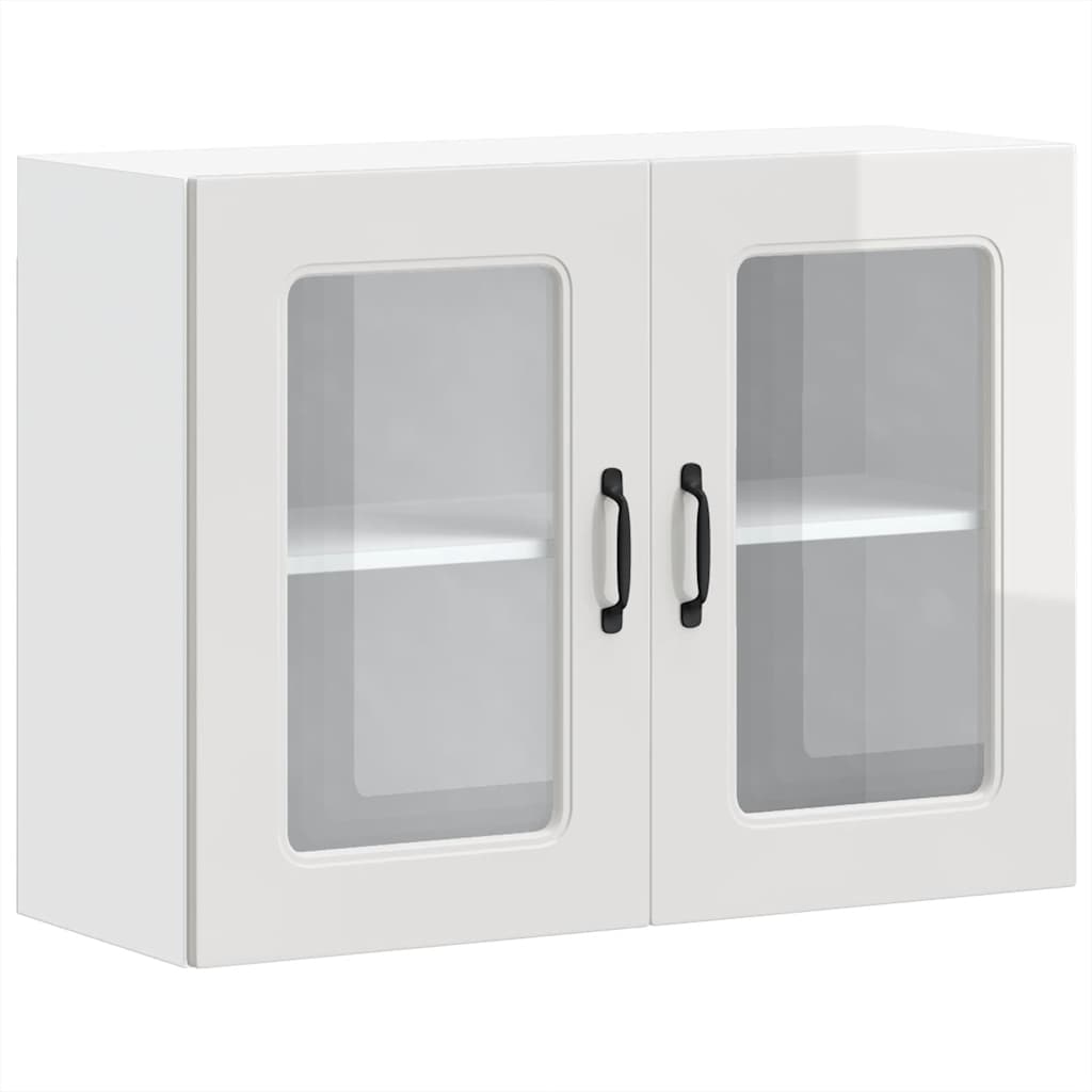 Pensile da Cucina con Porta in Vetro Kalmar Bianco Lucido