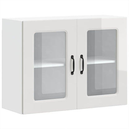 Pensile da Cucina con Porta in Vetro Kalmar Bianco Lucido