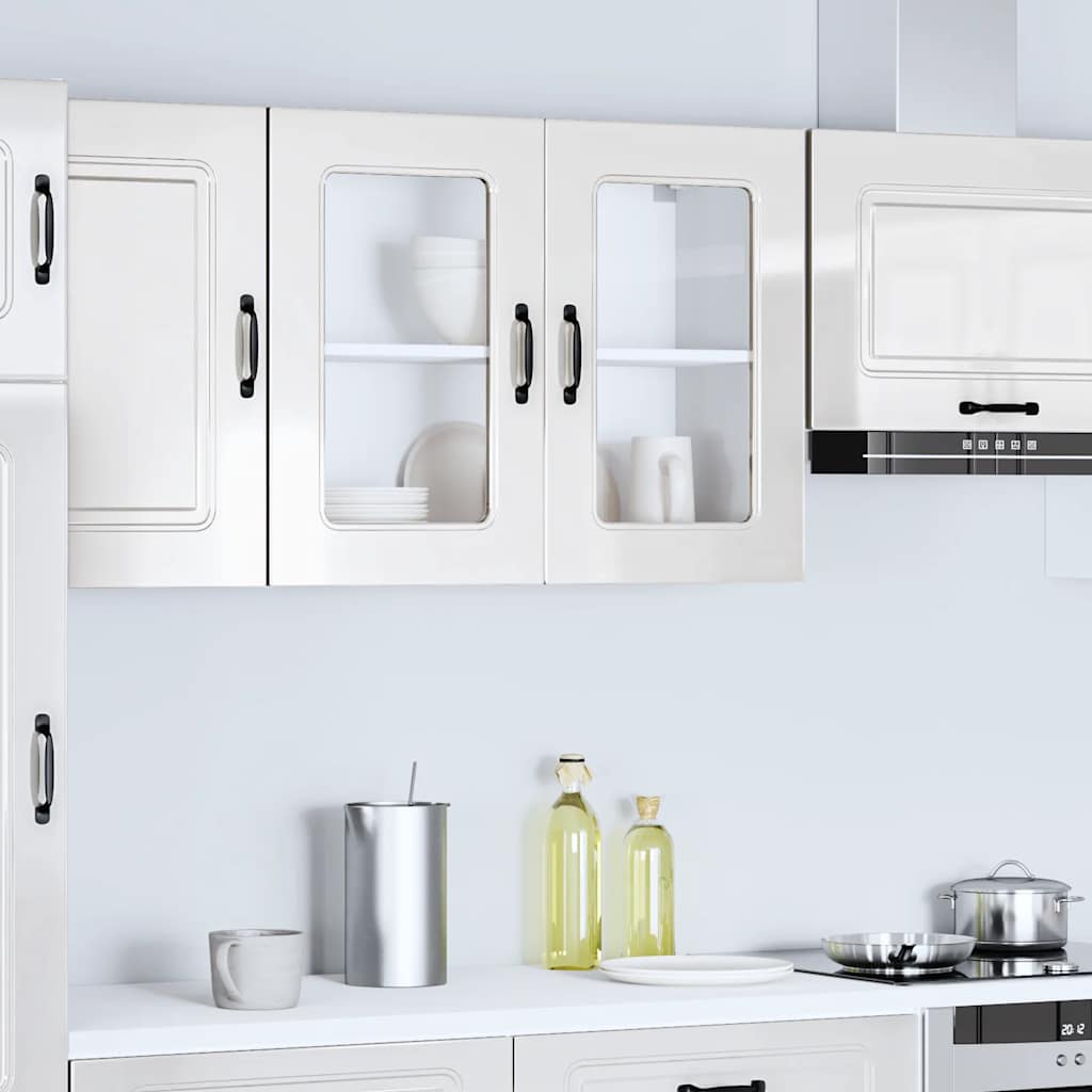 Pensile da Cucina con Porta in Vetro Kalmar Bianco Lucido