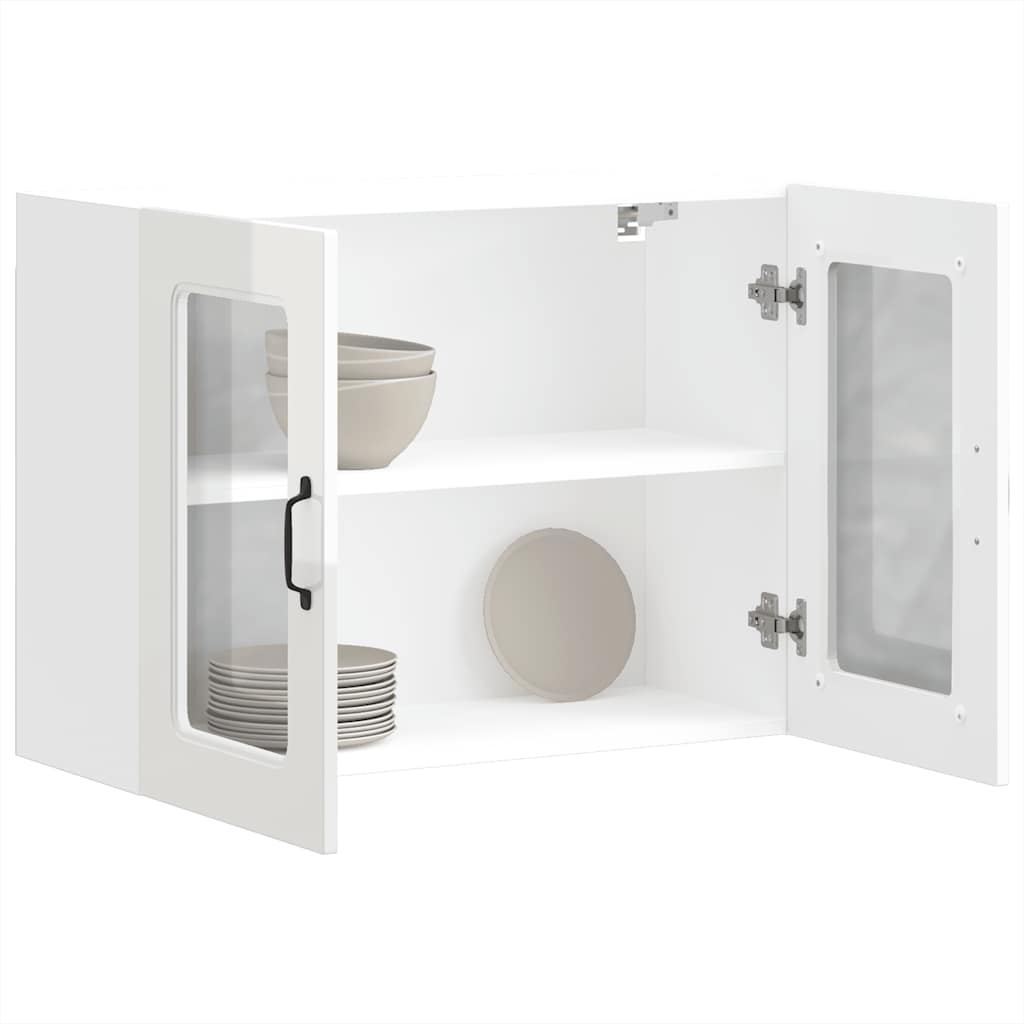 Pensile da Cucina con Porta in Vetro Kalmar Bianco Lucido