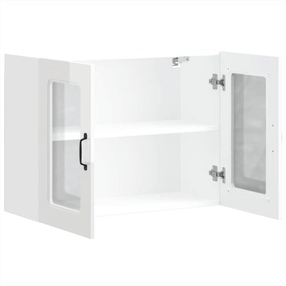 Pensile da Cucina con Porta in Vetro Kalmar Bianco Lucido | homemem39