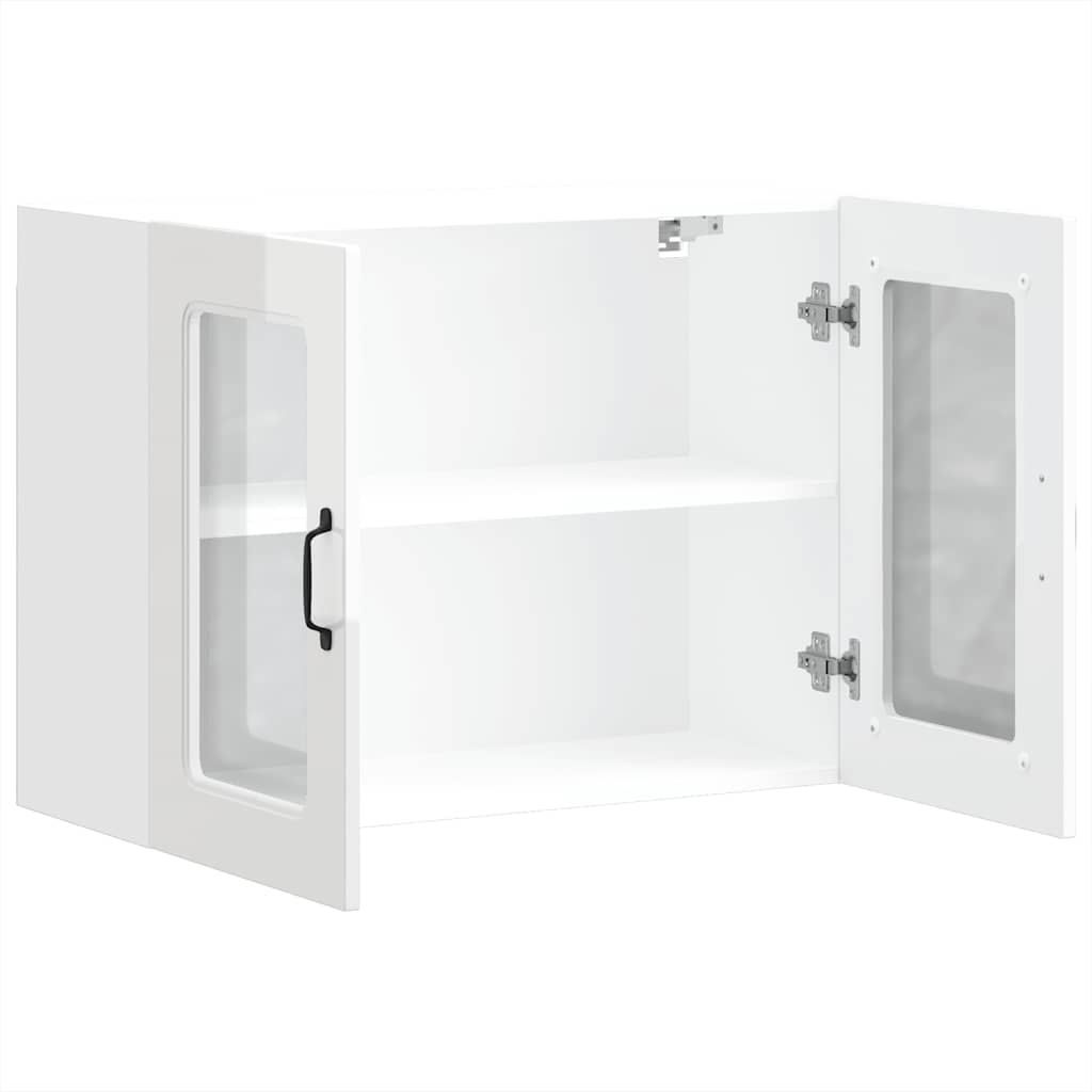 Pensile da Cucina con Porta in Vetro Kalmar Bianco Lucido