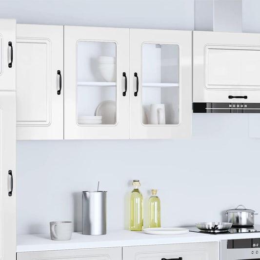 Pensile da Cucina con Porta in Vetro Kalmar Bianco Lucido