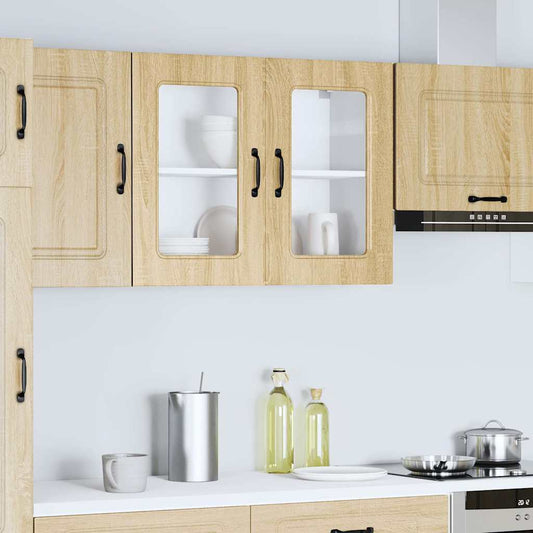 Pensile da Cucina con Porta in Vetro Kalmar Rovere Sonoma