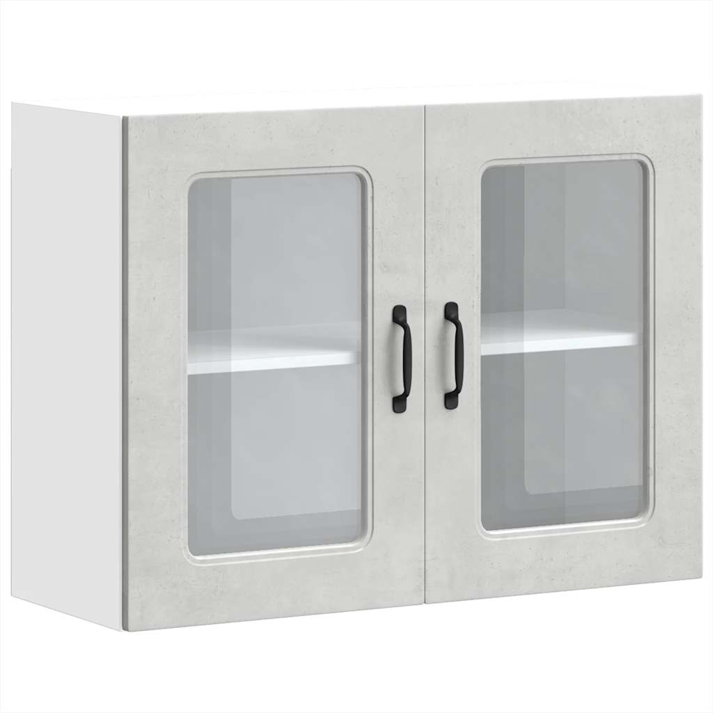 Pensile da Cucina con Porta in Vetro Kalmar Grigio Cemento - homemem39