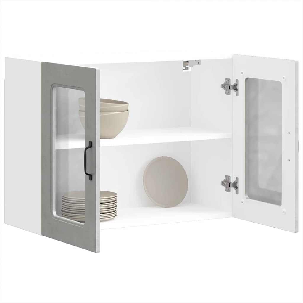 Pensile da Cucina con Porta in Vetro Kalmar Grigio Cemento | homemem39