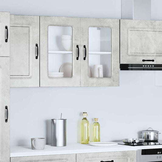Pensile da Cucina con Porta in Vetro Kalmar Grigio Cemento