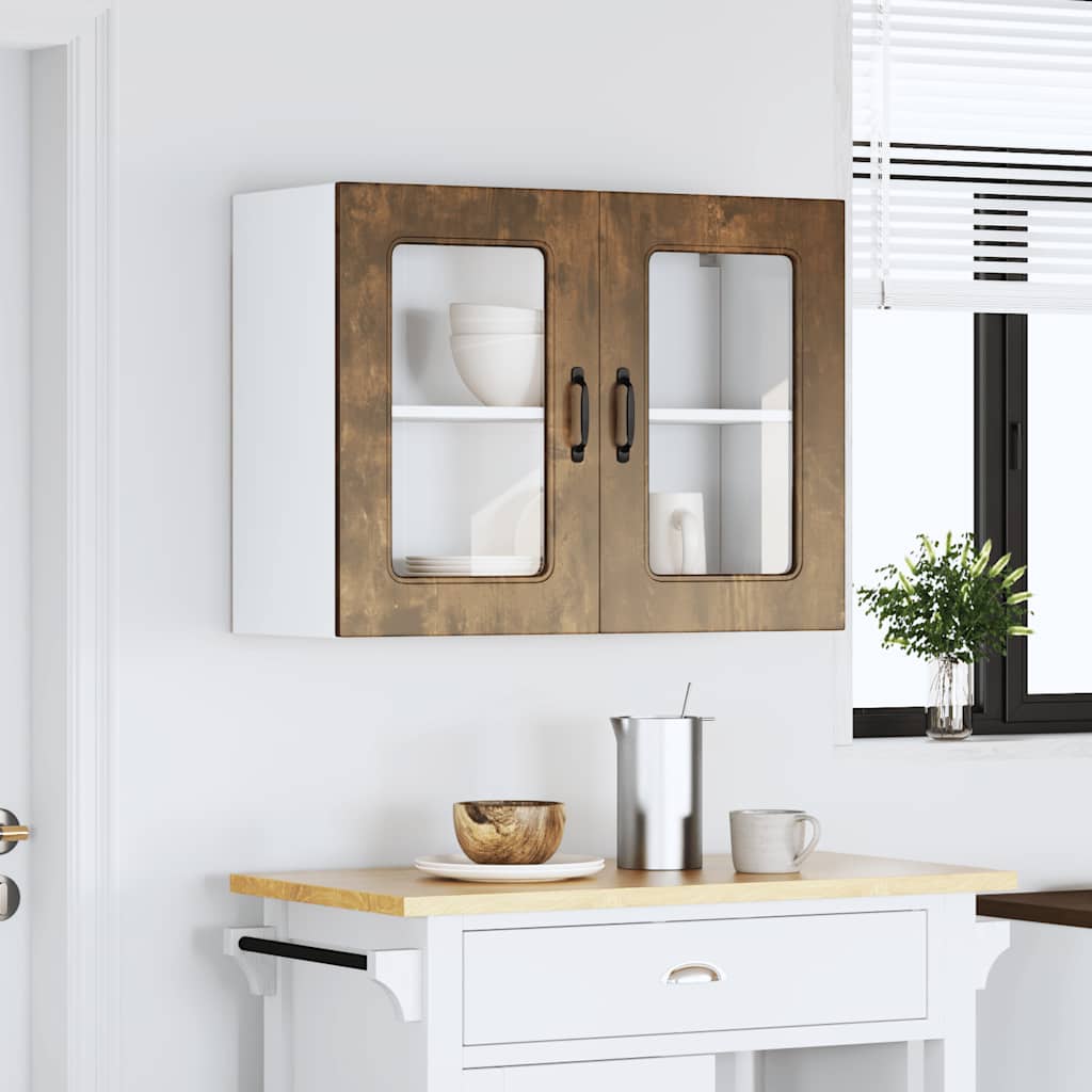 Pensile da Cucina con Porta in Vetro Kalmar Rovere Fumo | homemem39