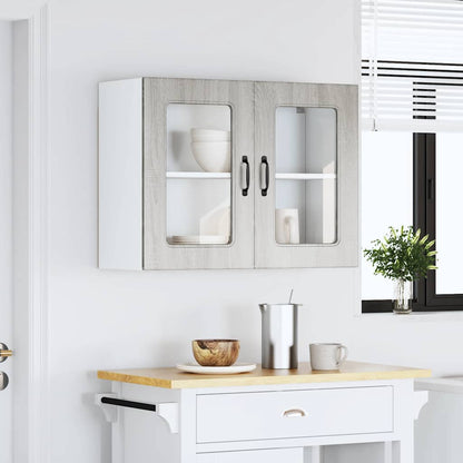 Pensile da Cucina con Porta in Vetro Kalmar Grigio Sonoma | homemem39