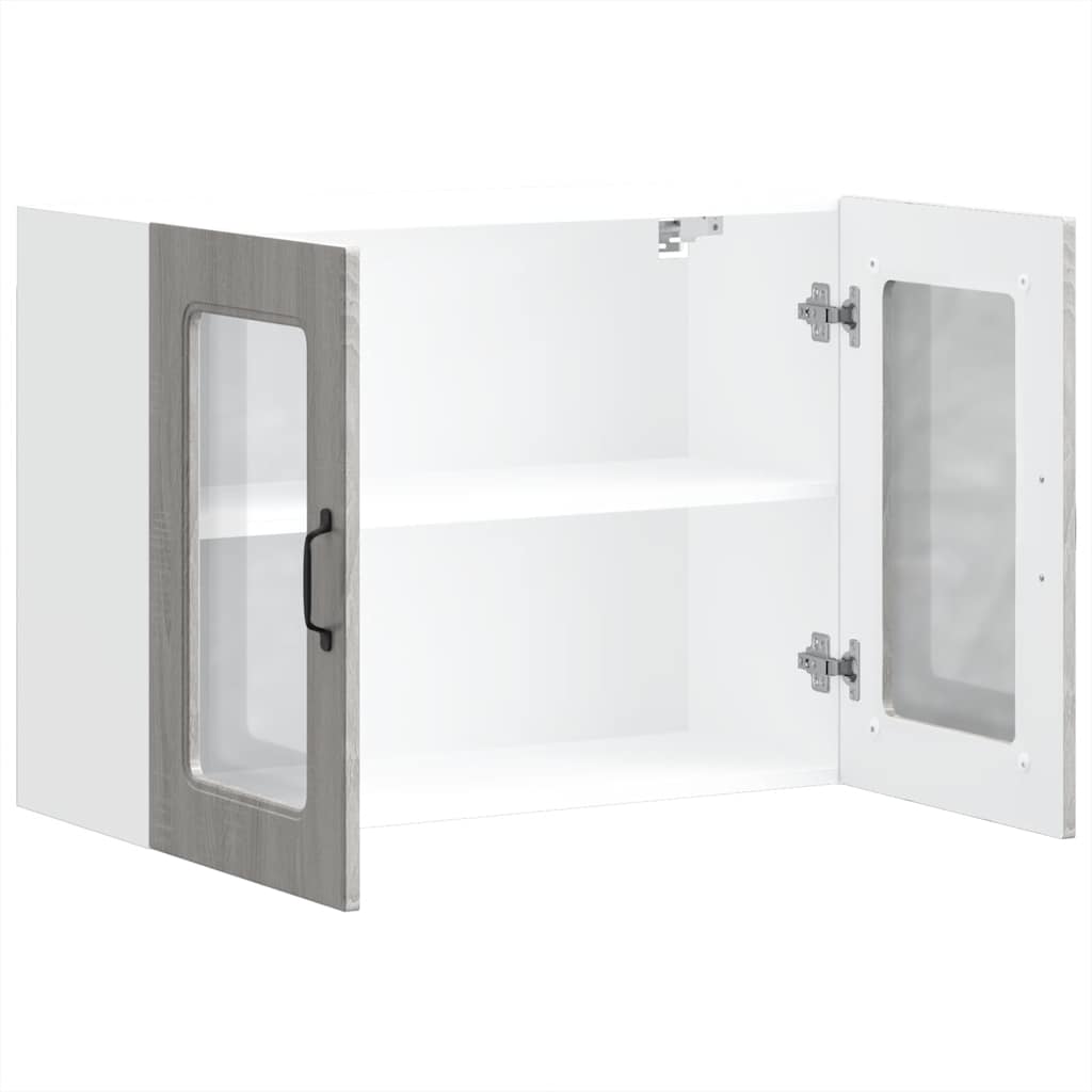 Pensile da Cucina con Porta in Vetro Kalmar Grigio Sonoma | homemem39