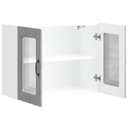 Pensile da Cucina con Porta in Vetro Kalmar Grigio Sonoma | homemem39
