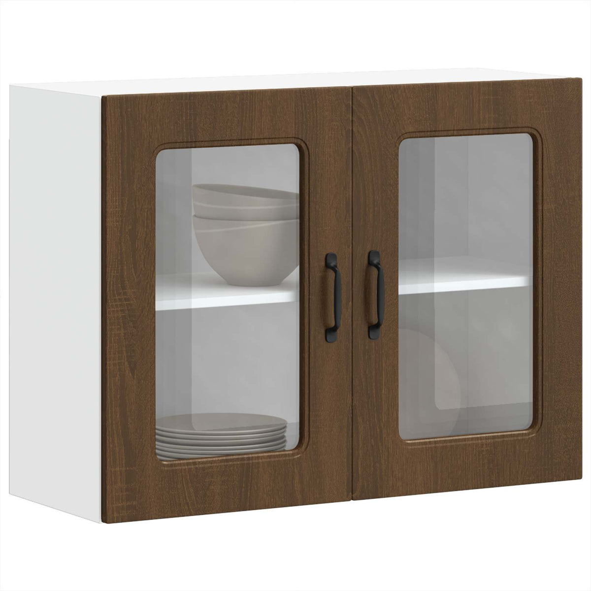 Pensile da Cucina con Porta in Vetro Kalmar Rovere Marrone