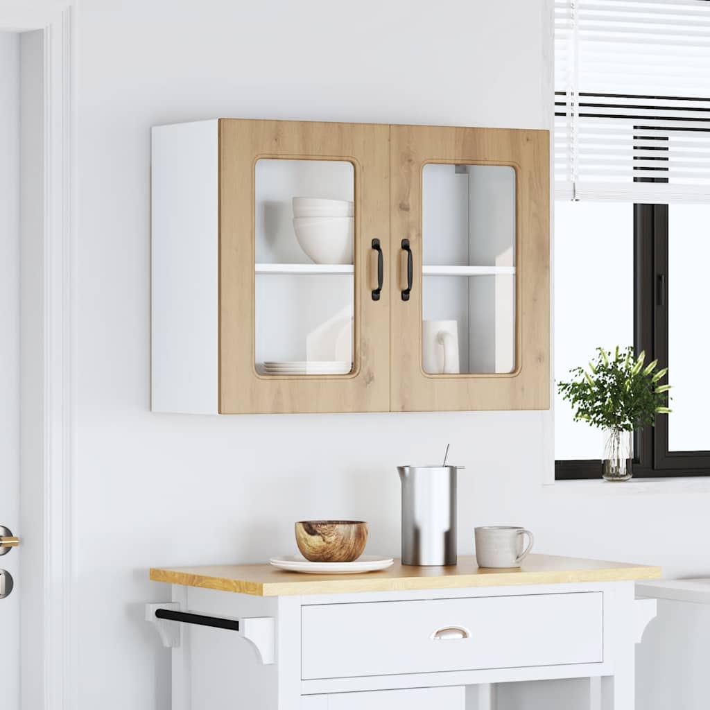 Pensile da Cucina con Porta in Vetro Kalmar Rovere Artigianale | homemem39