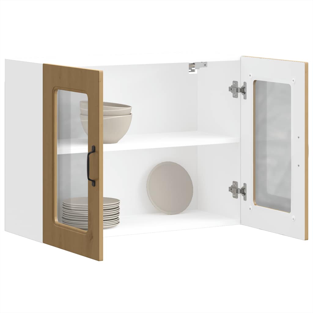 Pensile da Cucina con Porta in Vetro Kalmar Rovere Artigianale | homemem39