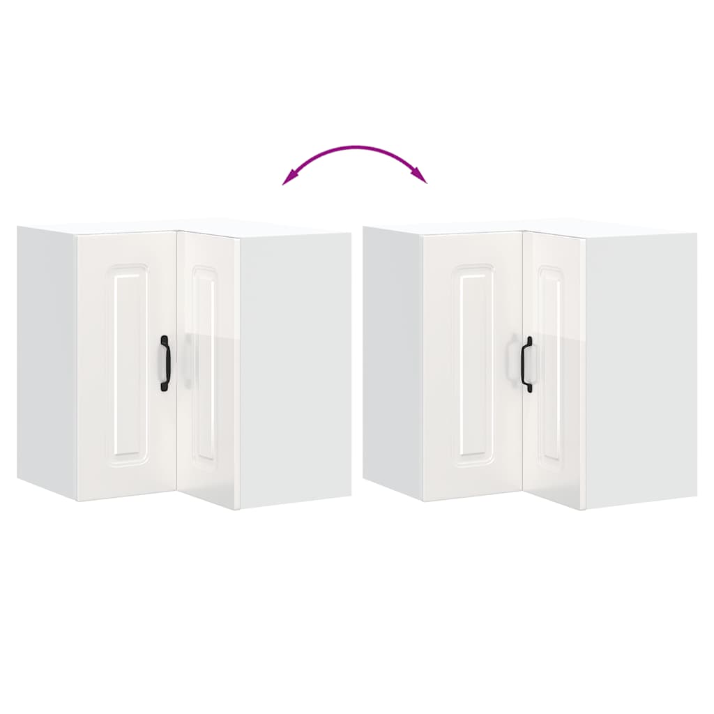 Pensile da Cucina ad Angolo Kalmar Bianco Lucido in Truciolato - homemem39