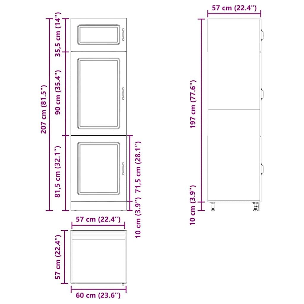 Armadio da Cucina Kalmar Grigio Cemento in Legno Multistrato - homemem39