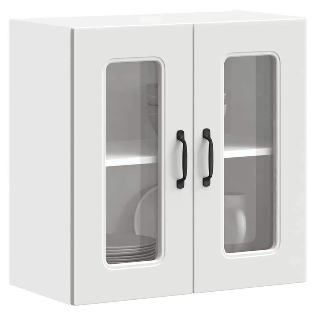 Pensile da Cucina con Porta in Vetro Kalmar Bianco Truciolato | homemem39