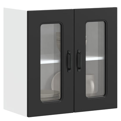 Pensile da Cucina con Porta in Vetro Kalmar Nero Truciolato | homemem39