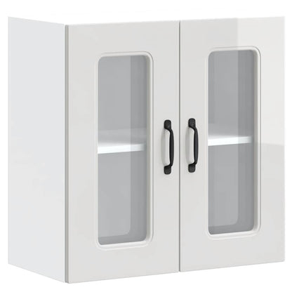 Pensile da Cucina con Porta in Vetro Kalmar Bianco Lucido | homemem39