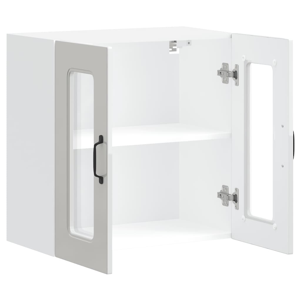 Pensile da Cucina con Porta in Vetro Kalmar Bianco Lucido - homemem39