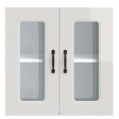 Pensile da Cucina con Porta in Vetro Kalmar Bianco Lucido | homemem39