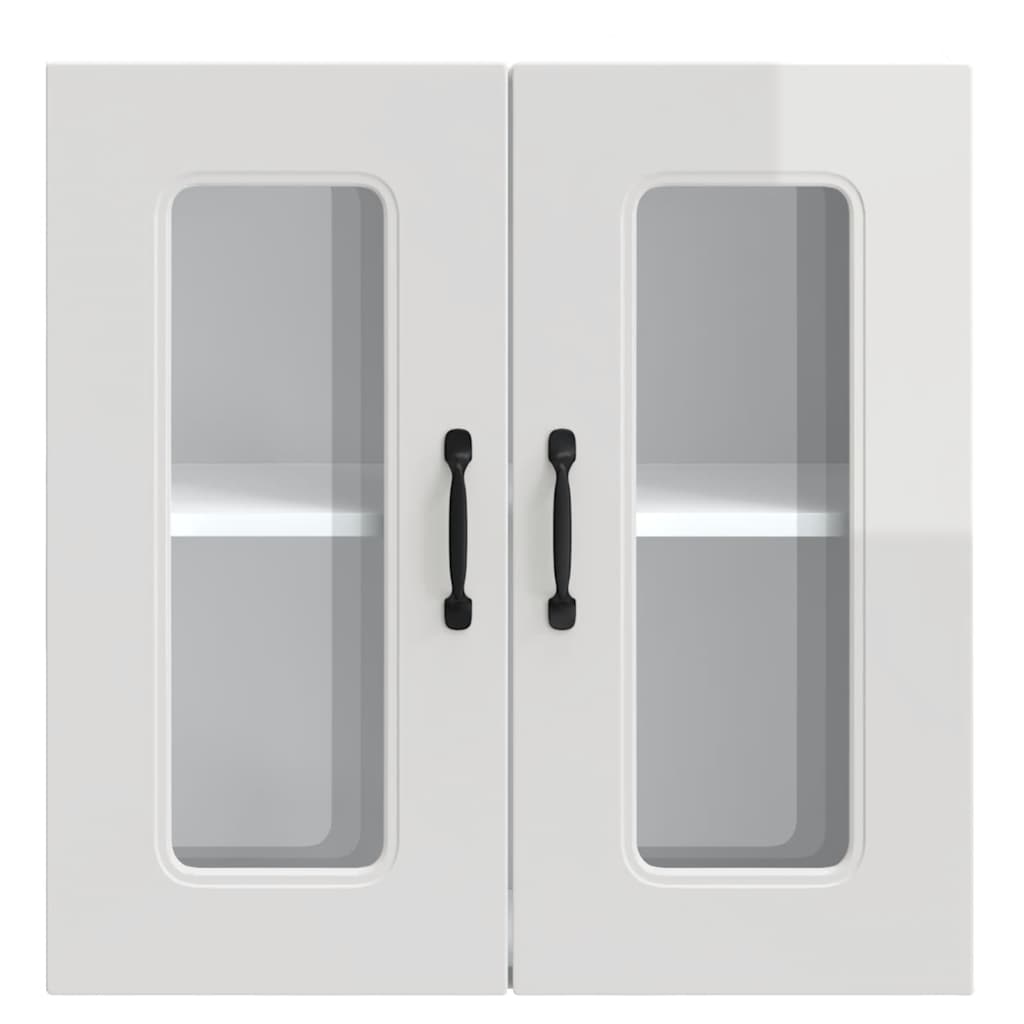 Pensile da Cucina con Porta in Vetro Kalmar Bianco Lucido - homemem39