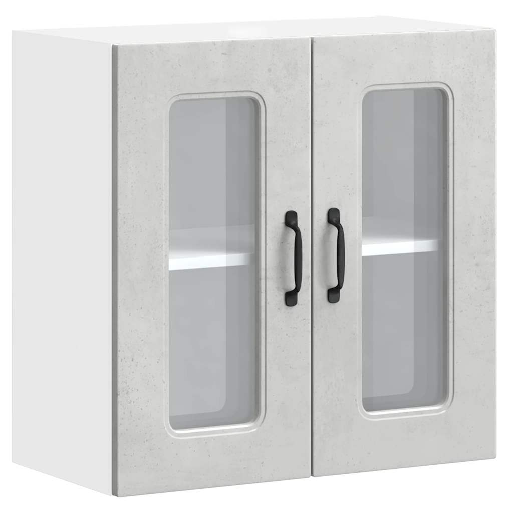 Pensile da Cucina con Porta in Vetro Kalmar Grigio Cemento