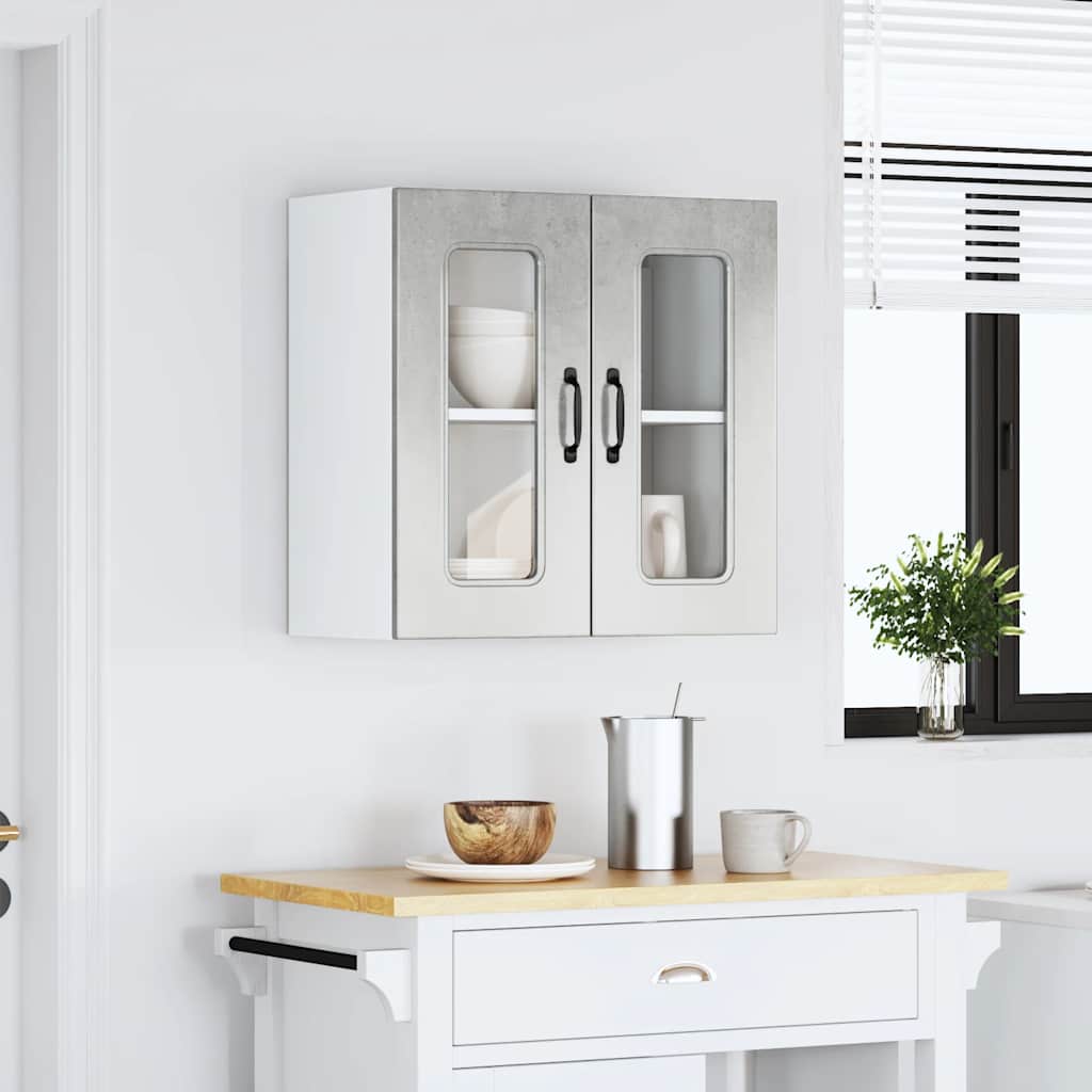 Pensile da Cucina con Porta in Vetro Kalmar Grigio Cemento