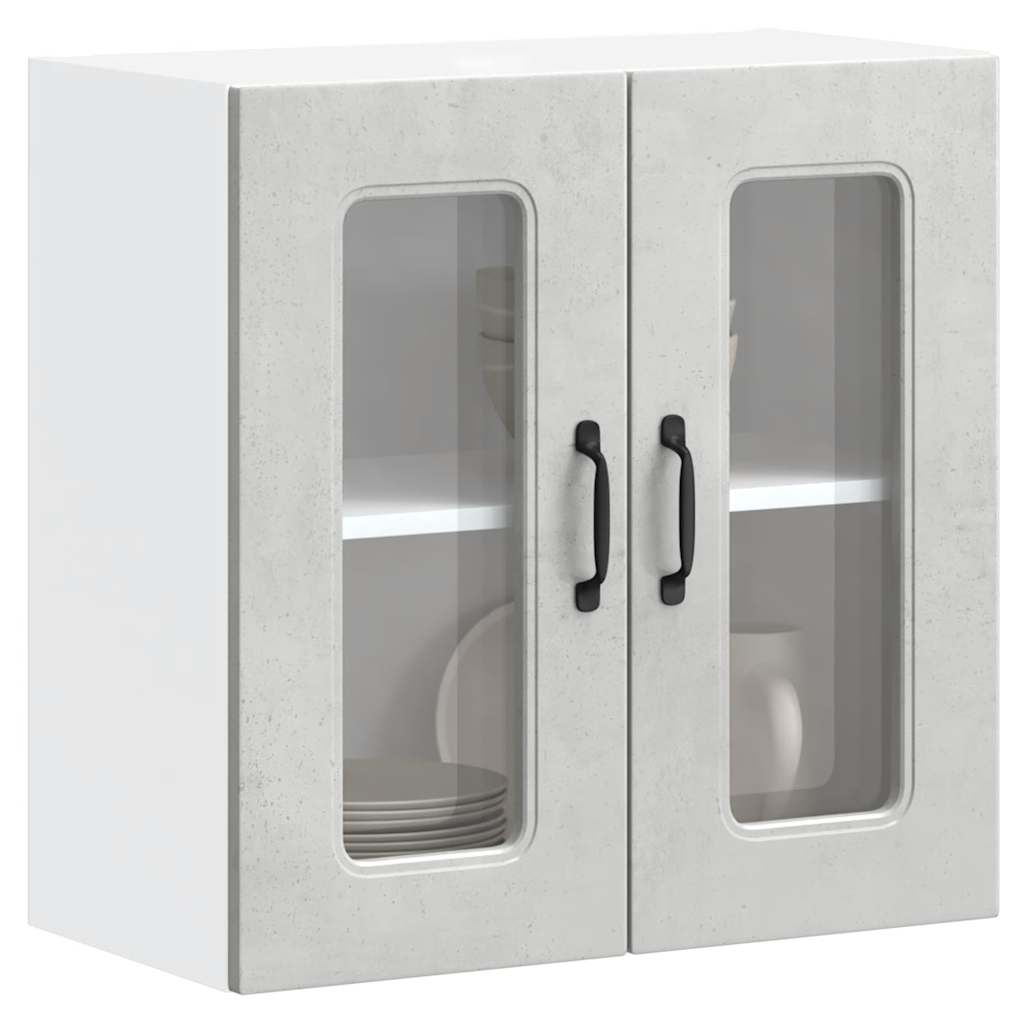 Pensile da Cucina con Porta in Vetro Kalmar Grigio Cemento | homemem39