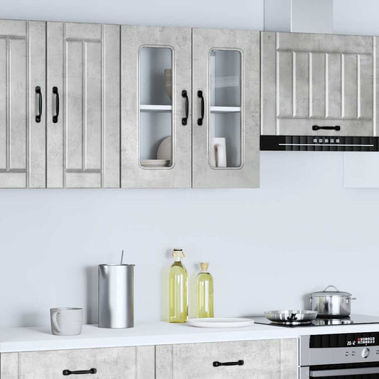 Pensile da Cucina con Porta in Vetro Kalmar Grigio Cemento