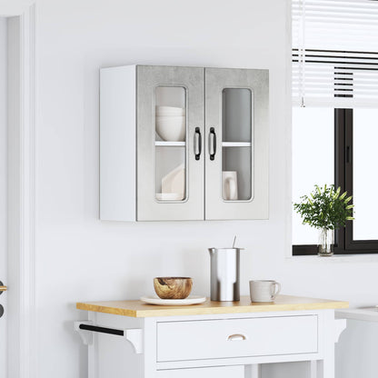 Pensile da Cucina con Porta in Vetro Kalmar Grigio Cemento