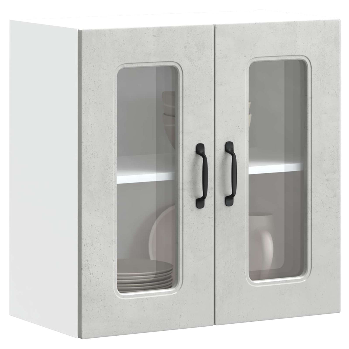 Pensile da Cucina con Porta in Vetro Kalmar Grigio Cemento