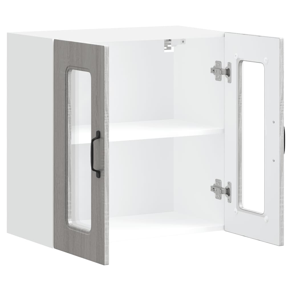 Pensile da Cucina con Porta in Vetro Kalmar Grigio Sonoma - homemem39