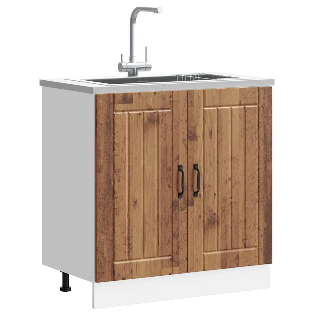 Mobile Base Lavello Lucca Legno Antico in Legno Multistrato
