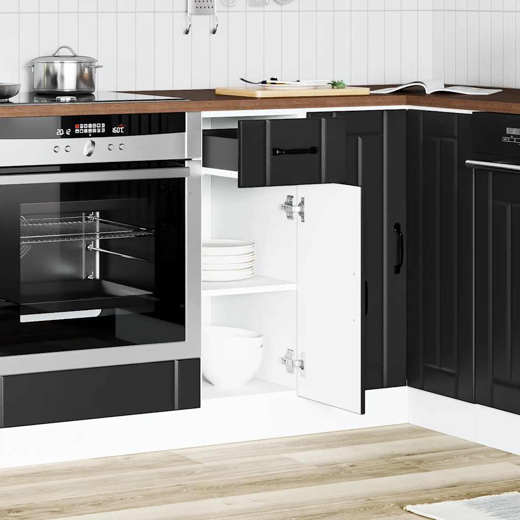 Base da Cucina Lucca Nero in Legno Multistrato