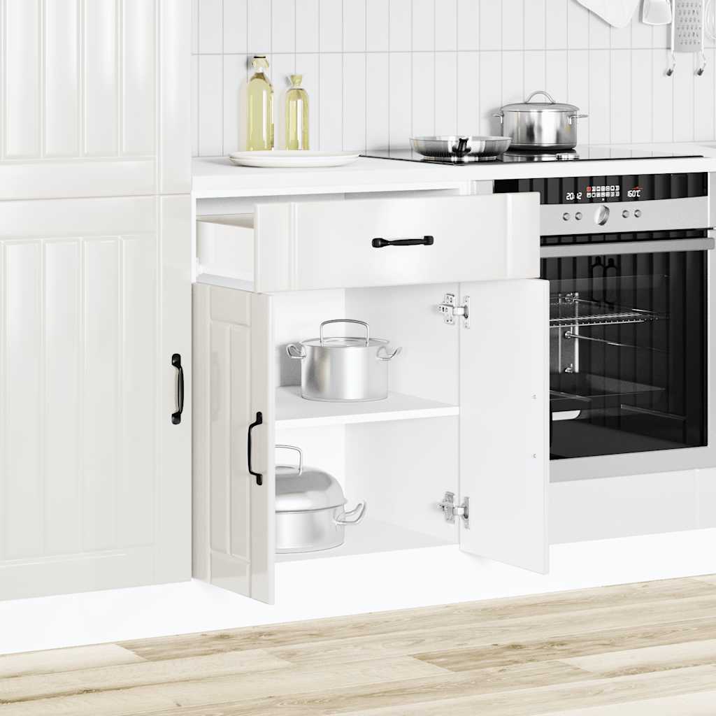 Base da Cucina Lucca Bianco Lucido in Legno Multistrato