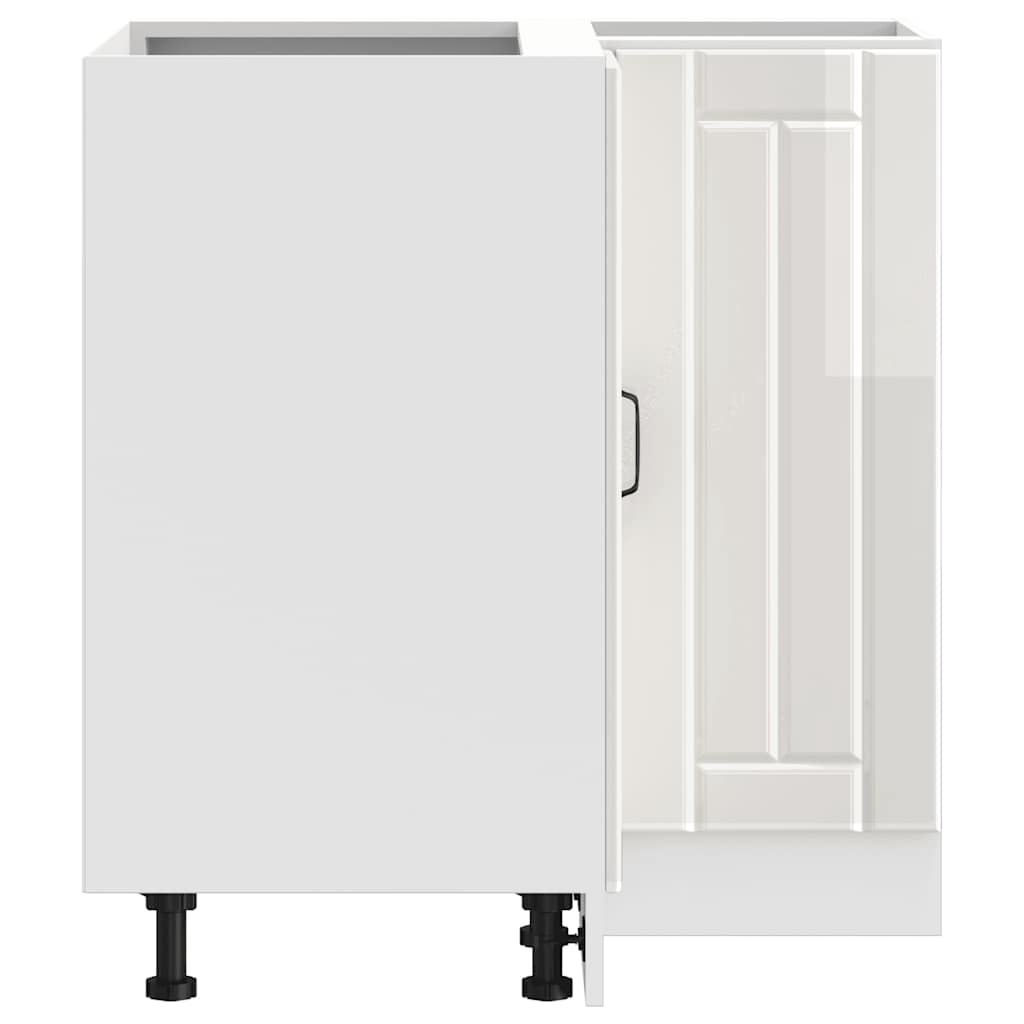 Mobile Base ad Angolo Cucina Lucca Bianco Lucido in Truciolato - homemem39