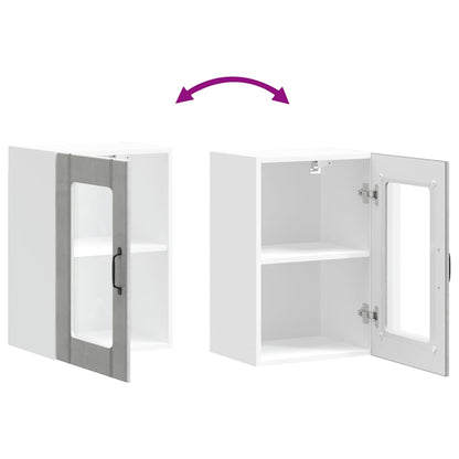 Pensile da Cucina con Porta in Vetro Lucca Grigio Cemento - homemem39