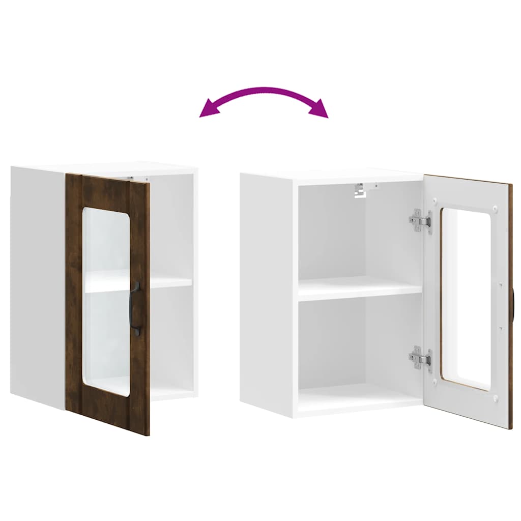 Pensile da Cucina con Porta in Vetro Lucca Rovere Fumo - homemem39