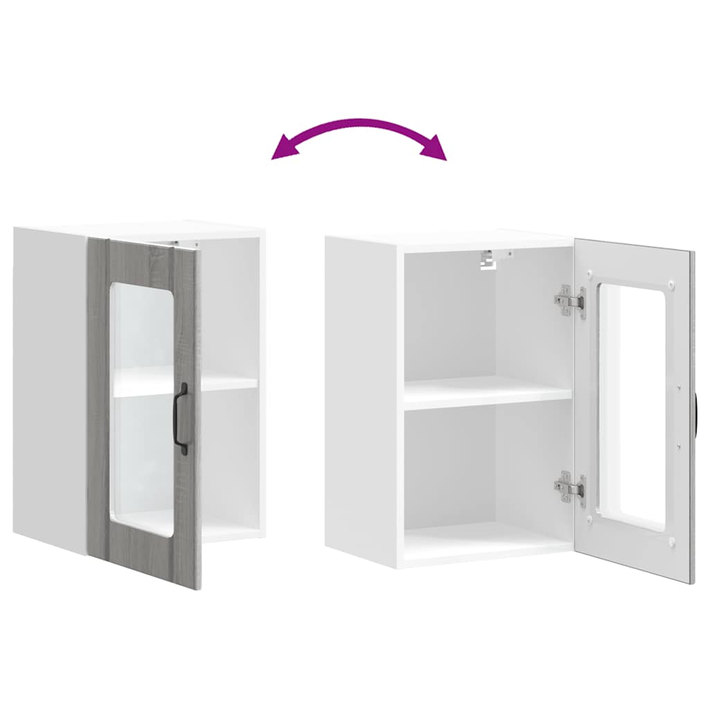 Pensile da Cucina con Porta in Vetro Lucca Grigio Sonoma - homemem39