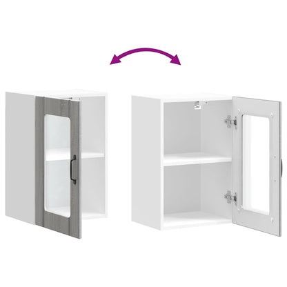 Pensile da Cucina con Porta in Vetro Lucca Grigio Sonoma - homemem39