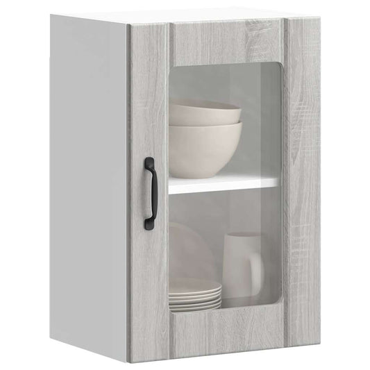 Pensile da Cucina con Porta in Vetro Lucca Grigio Sonoma - homemem39