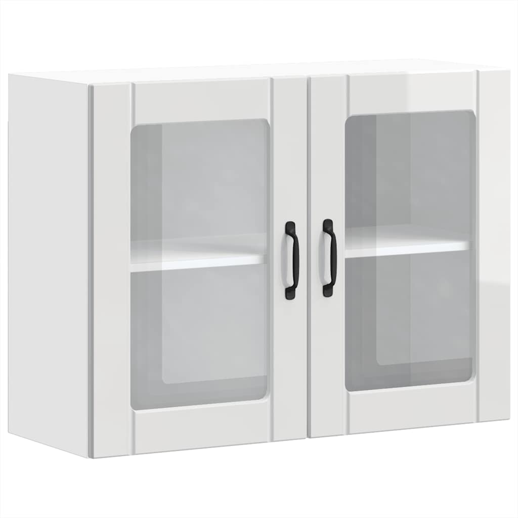 Pensile da Cucina con Porta in Vetro Lucca Bianco Lucido - homemem39