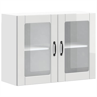 Pensile da Cucina con Porta in Vetro Lucca Bianco Lucido - homemem39