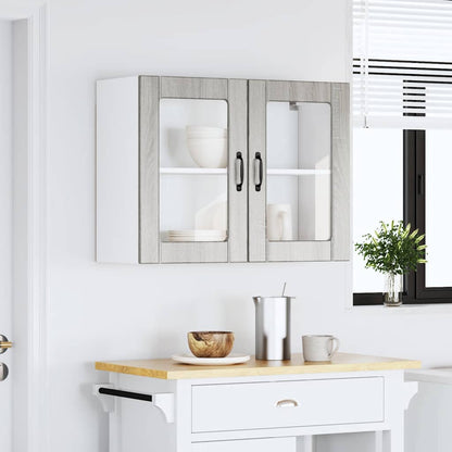 Pensile da Cucina con Porta in Vetro Lucca Grigio Sonoma - homemem39