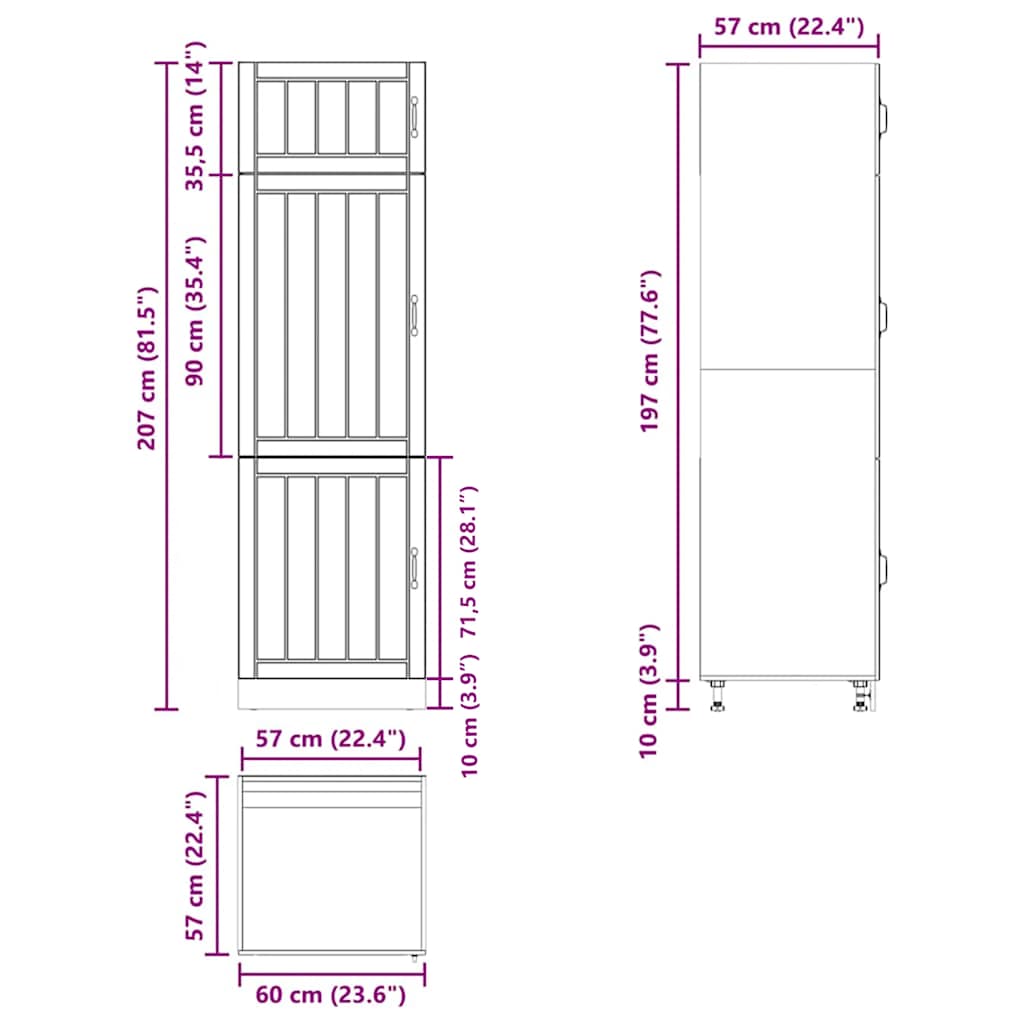 Armadio da Cucina Lucca Rovere Fumo in Legno Multistrato - homemem39