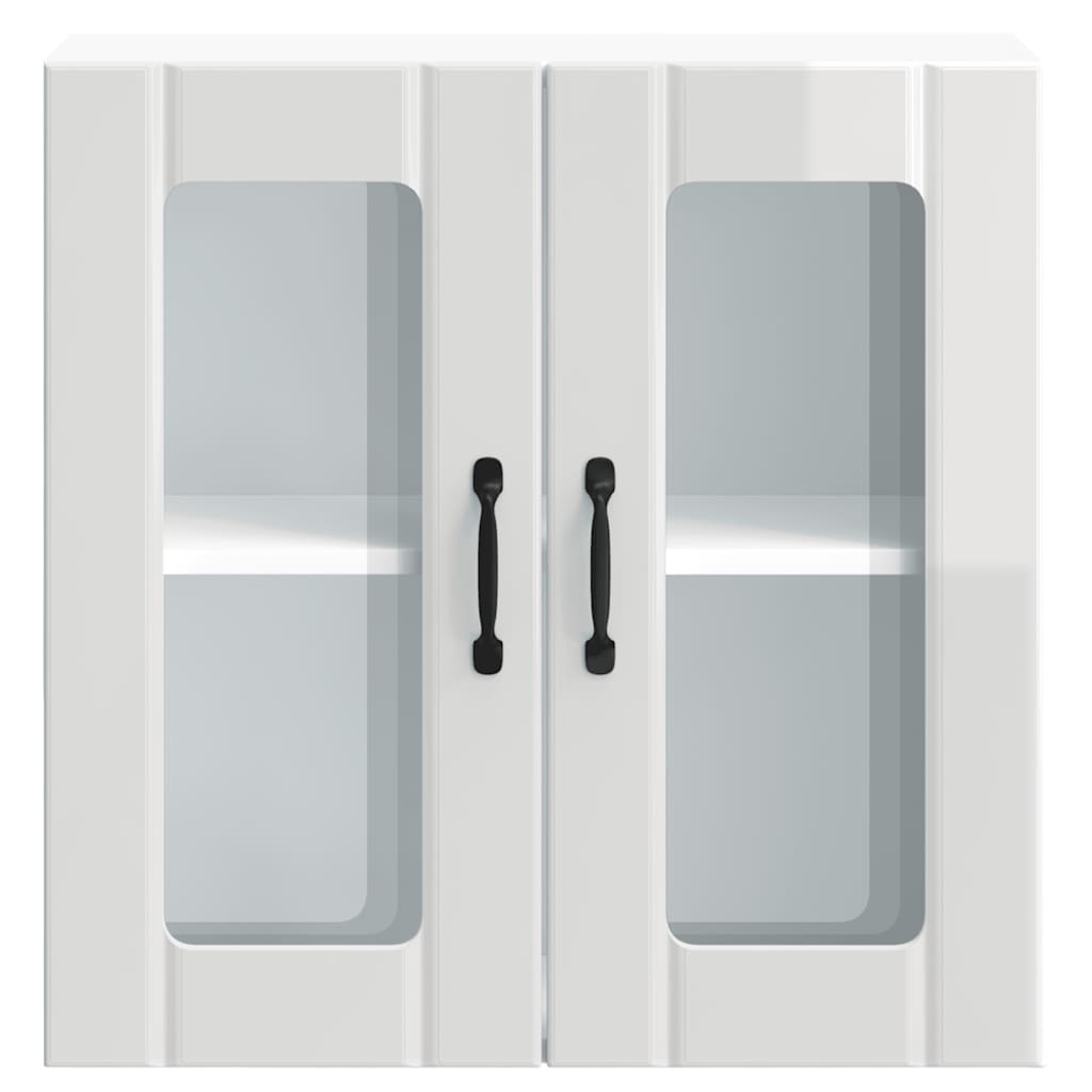 Pensile da Cucina con Porta in Vetro Lucca Bianco Lucido - homemem39
