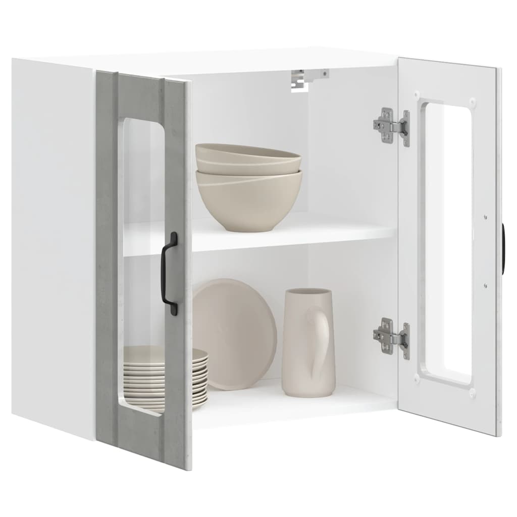 Pensile da Cucina con Porta in Vetro Lucca Grigio Cemento - homemem39