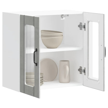 Pensile da Cucina con Porta in Vetro Lucca Grigio Cemento - homemem39